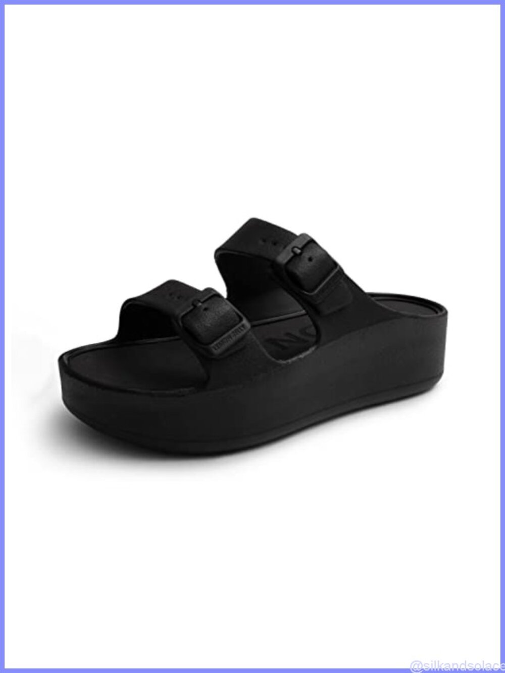 Vegan Platform Wedge Sandals Double Buckle Slip-On Summer Slides